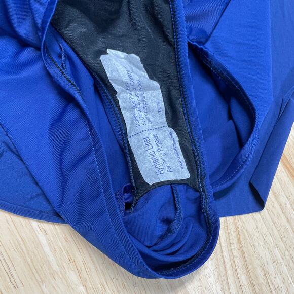 Magicsuit NWT Parker One Piece Swim Dress Navy Blue Size 16 Side Tie High Neck - Picture 12 of 12